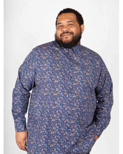 Chemise 1214 grande taille imprimé cachemire bleu