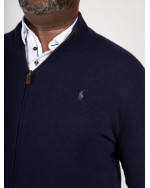 Gilet zippé en merinos Ralph Lauren grande taille bleu marine