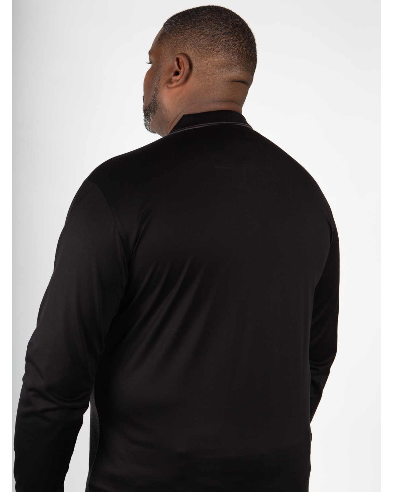 Polo mercerisé manches longues Maneven grande taille noir