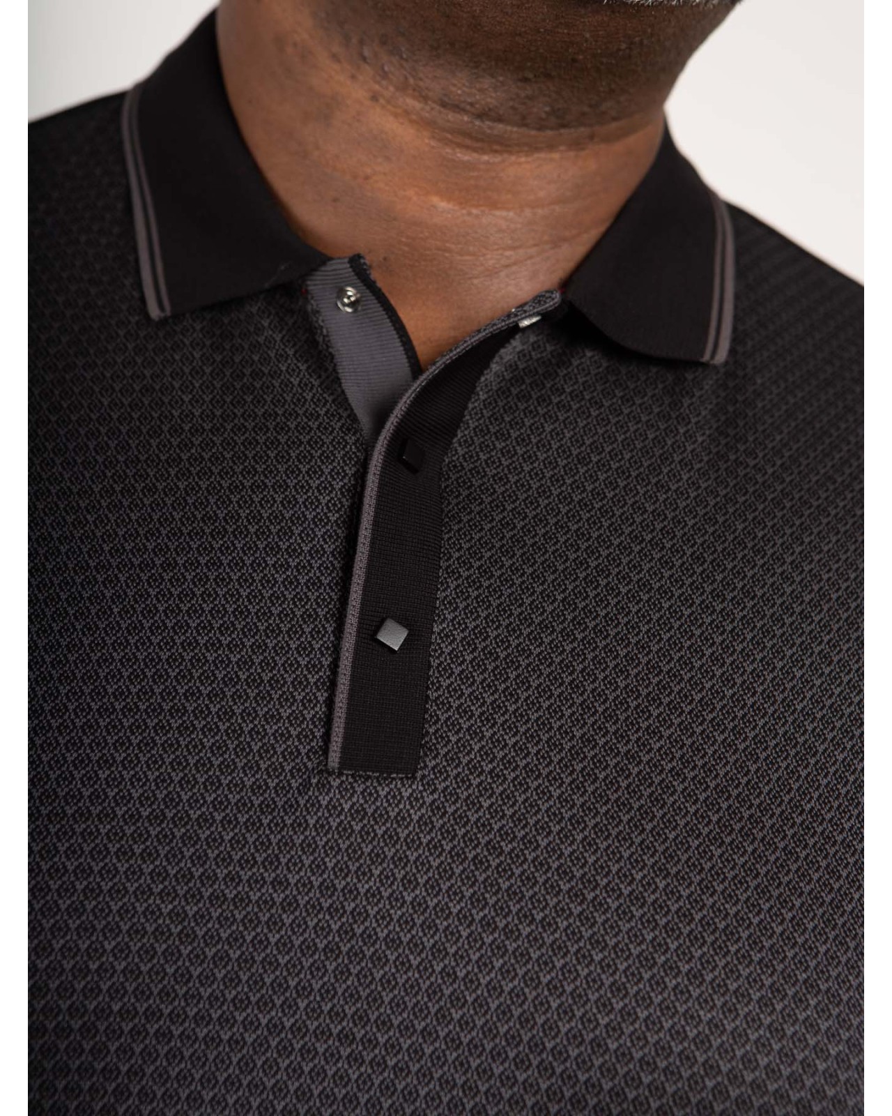 Polo mercerisé manches longues Maneven grande taille noir