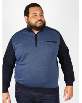 Sweat bi-matière Maneven grande taille bleu marine