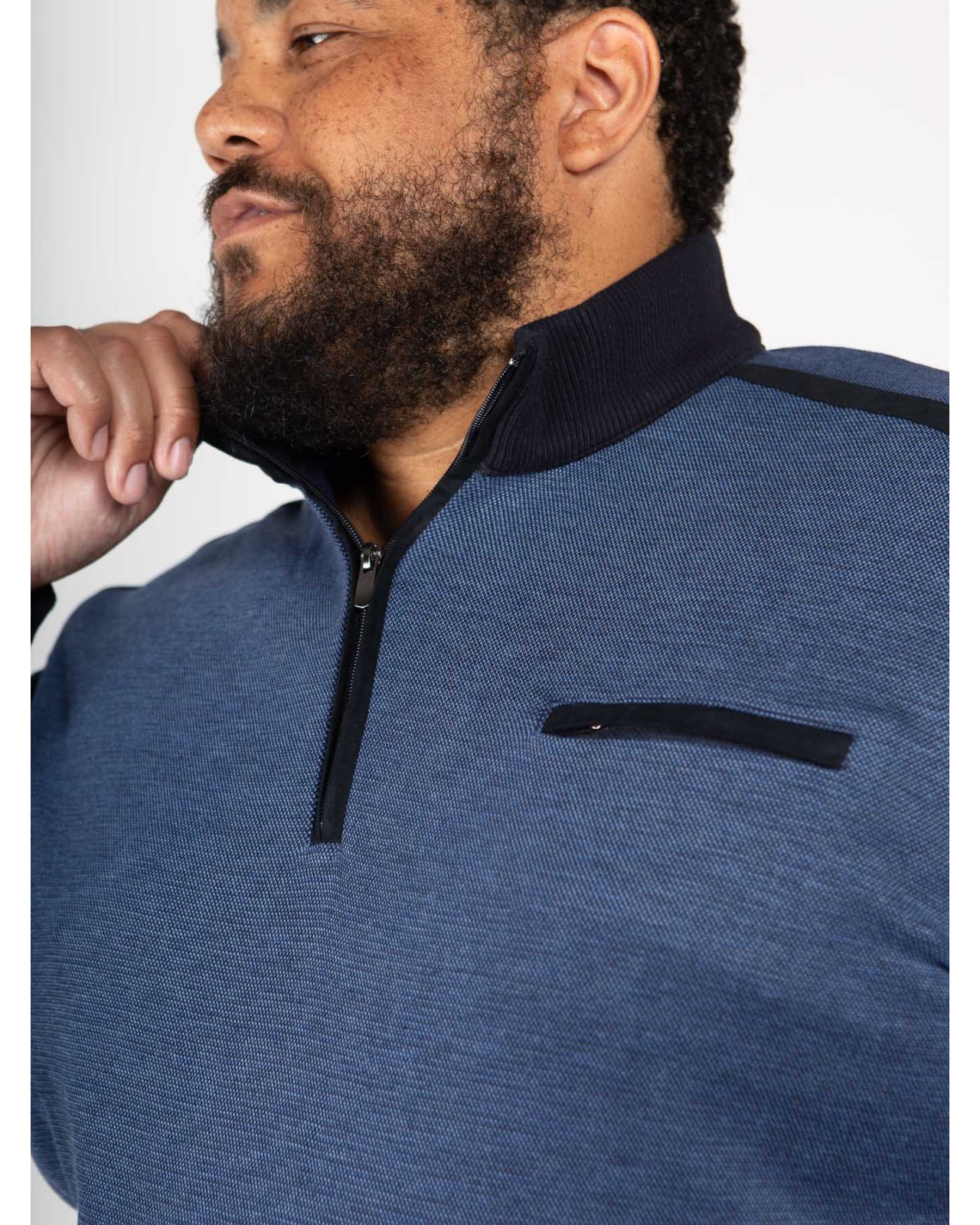 Sweat bi-matière Maneven grande taille bleu marine