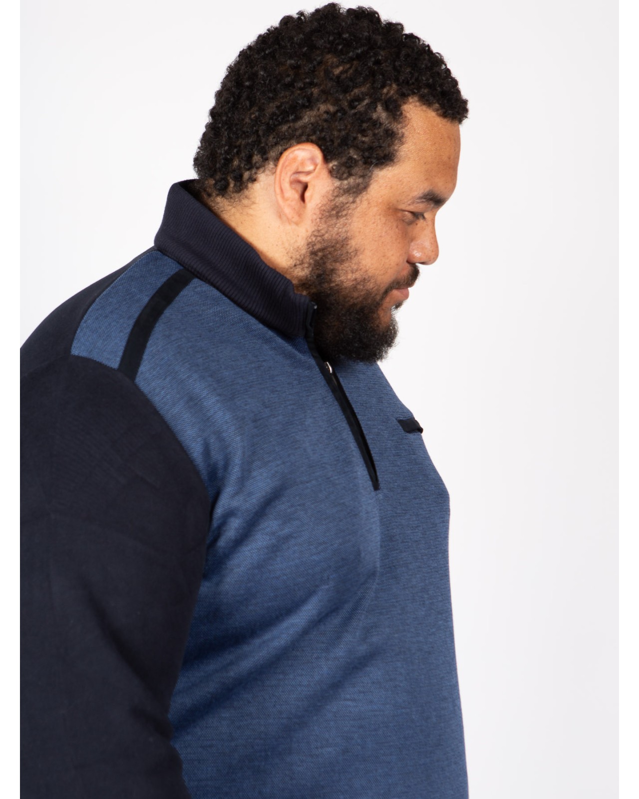 Sweat bi-matière Maneven grande taille bleu marine