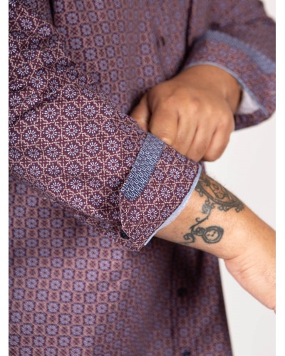 Chemise 1214 grande taille imprimé fleuri bordeaux