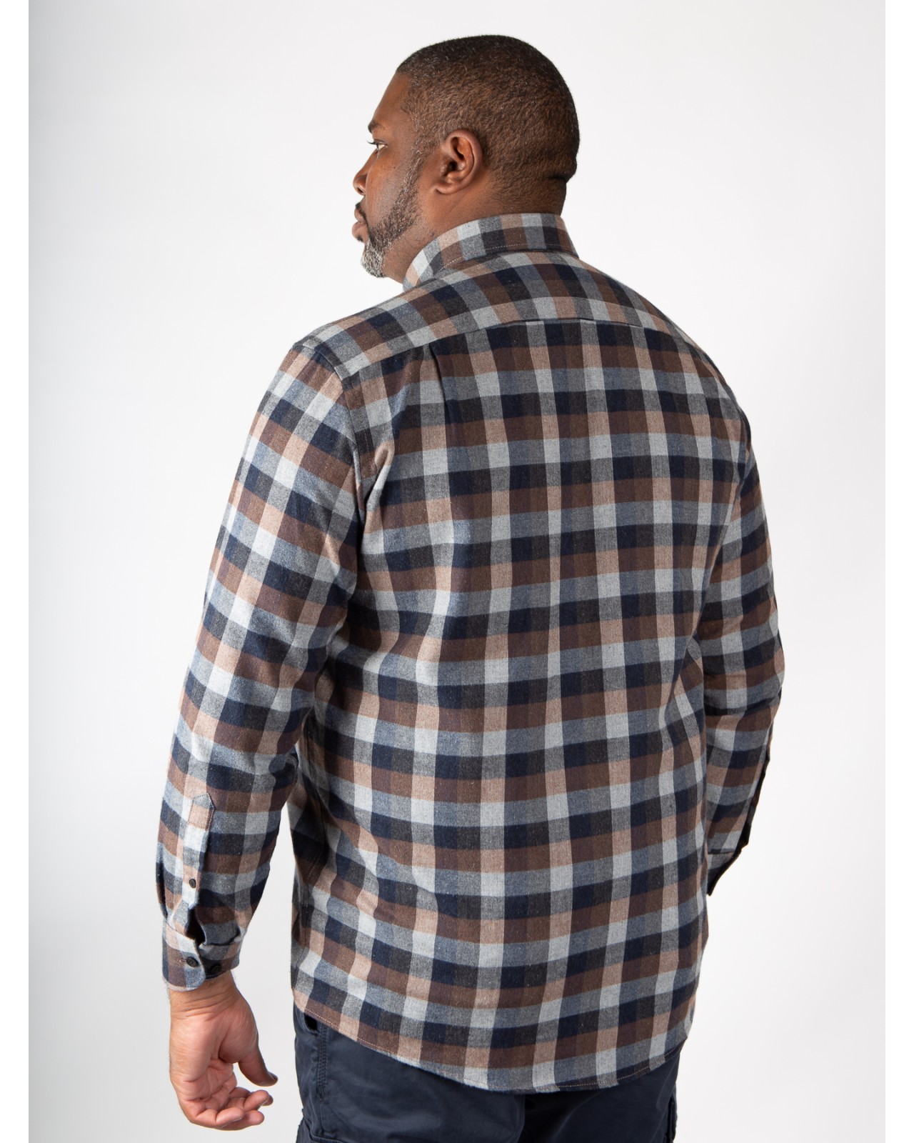 Chemise flanelle Maneven grande taille à carreaux marron