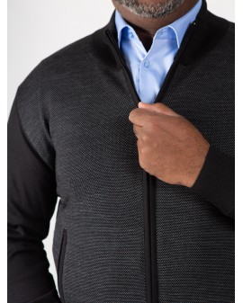 Gilet zippé bi-matière noir Maneven pour homme grand