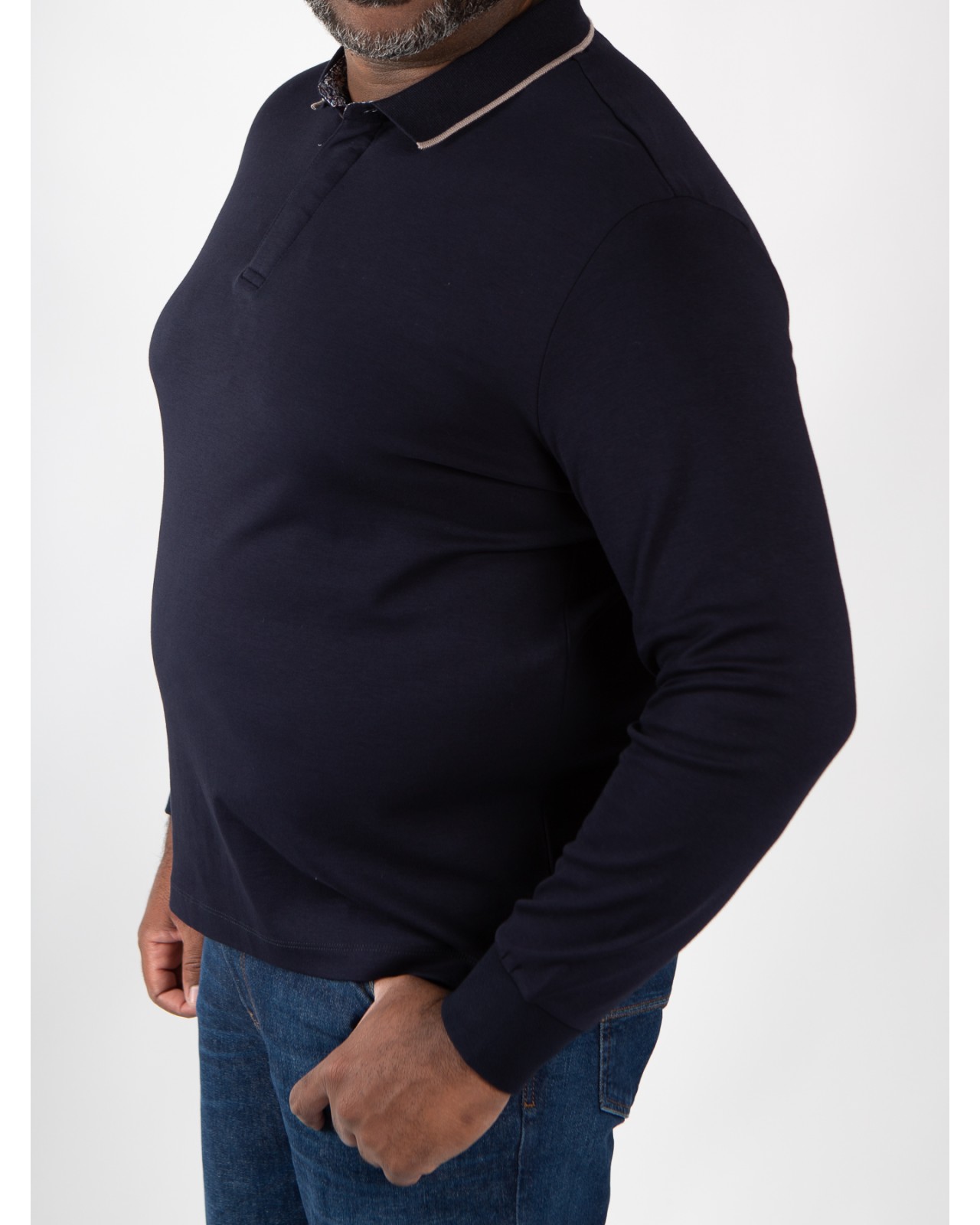 Polo jersey manches longues Maneven grande taille bleu marine