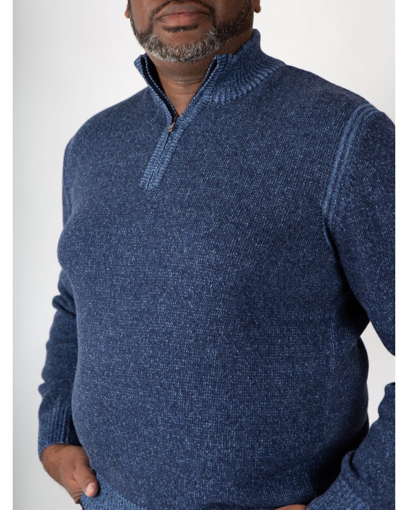 Pull col camionneur en laine Maneven bleu indigo pour homme grand