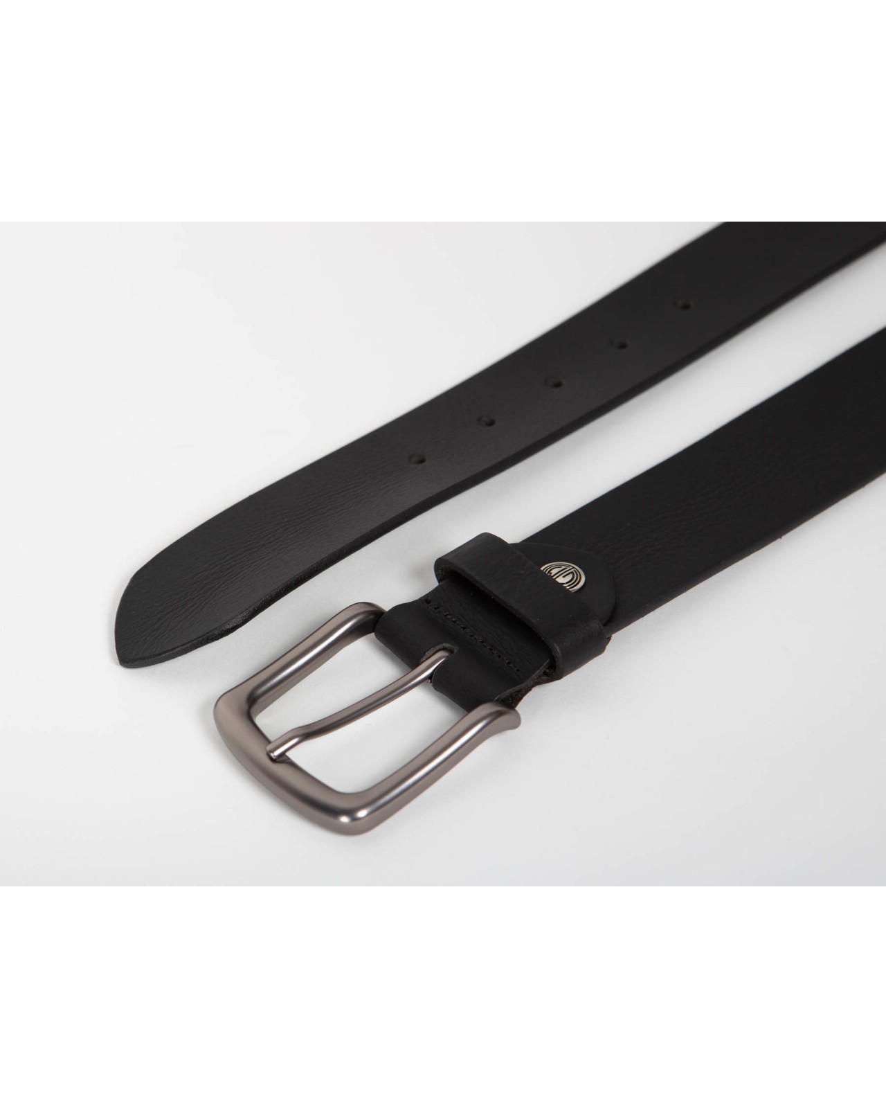 Ceinture Lindenmann grande taille en cuir grainé noire