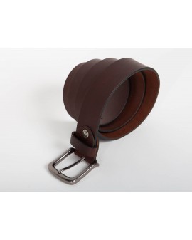 Ceinture Lindenmann grande taille en cuir grainé marron