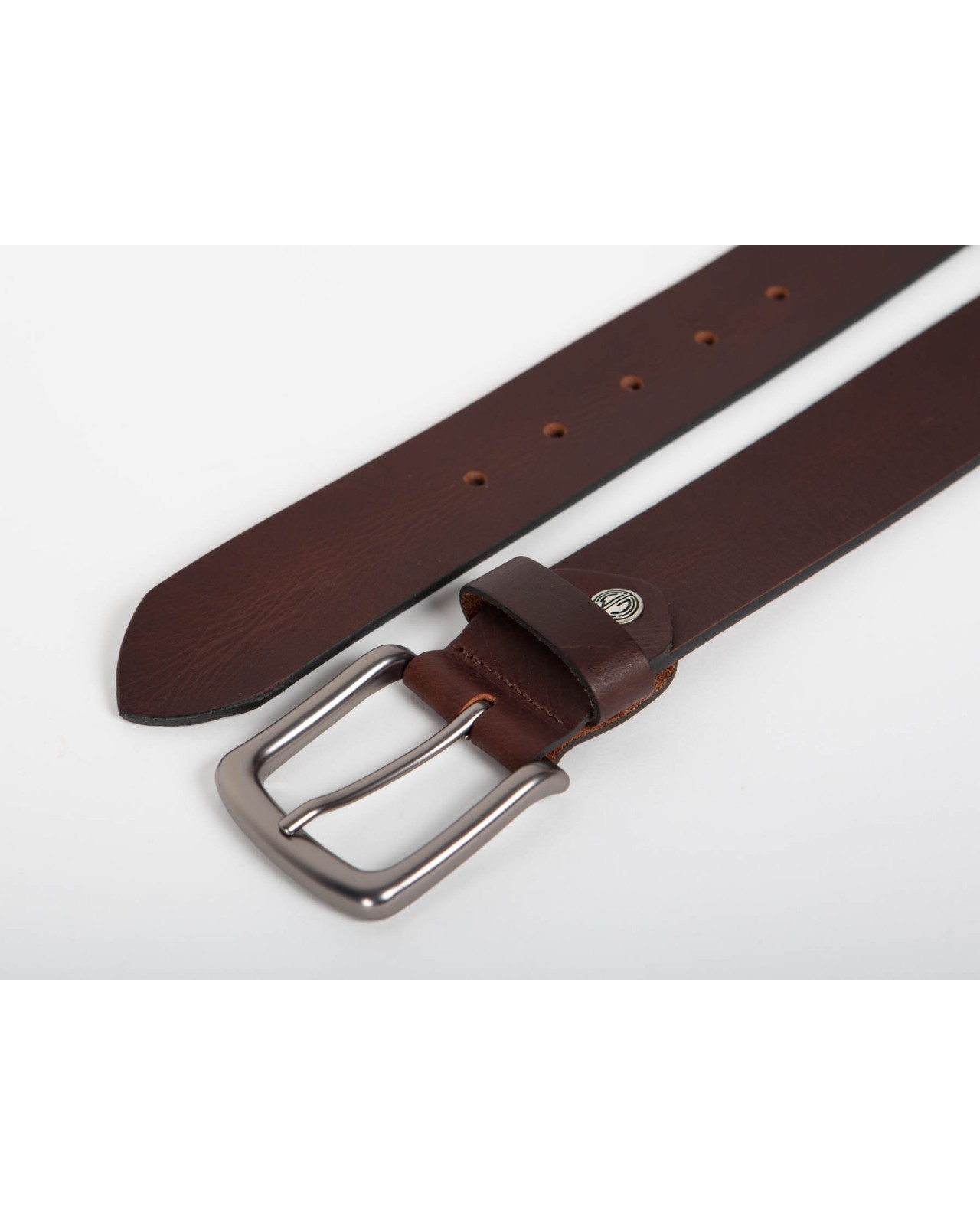 Ceinture Lindenmann grande taille en cuir grainé marron