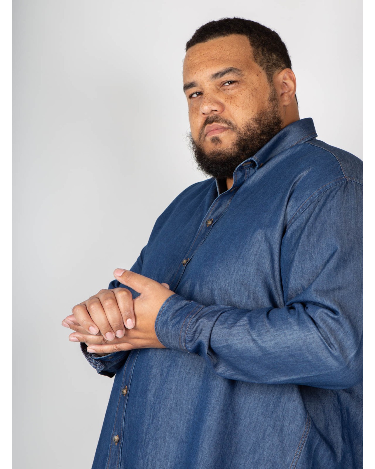 Chemise Hastorg grande taille en denim bleue