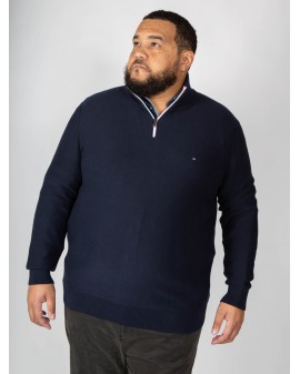 Pull demi zippé Eden Park grande taille bleu marine