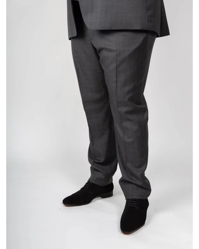 Pantalon de costume Digel flammé grande taille gris en laine
