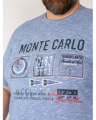Tee shirt chiné Mode Monte Carlo grande taille bleu