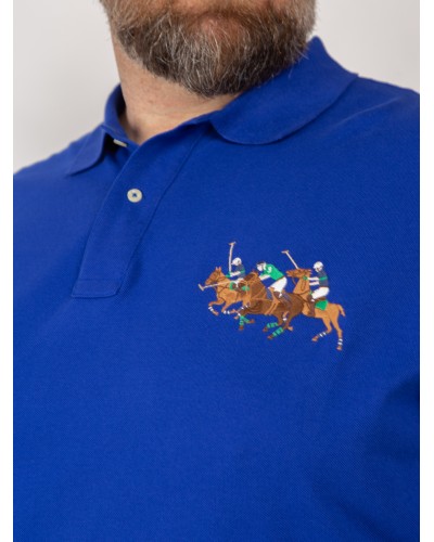 Polo piqué Ralph Lauren grande taille bleu roi