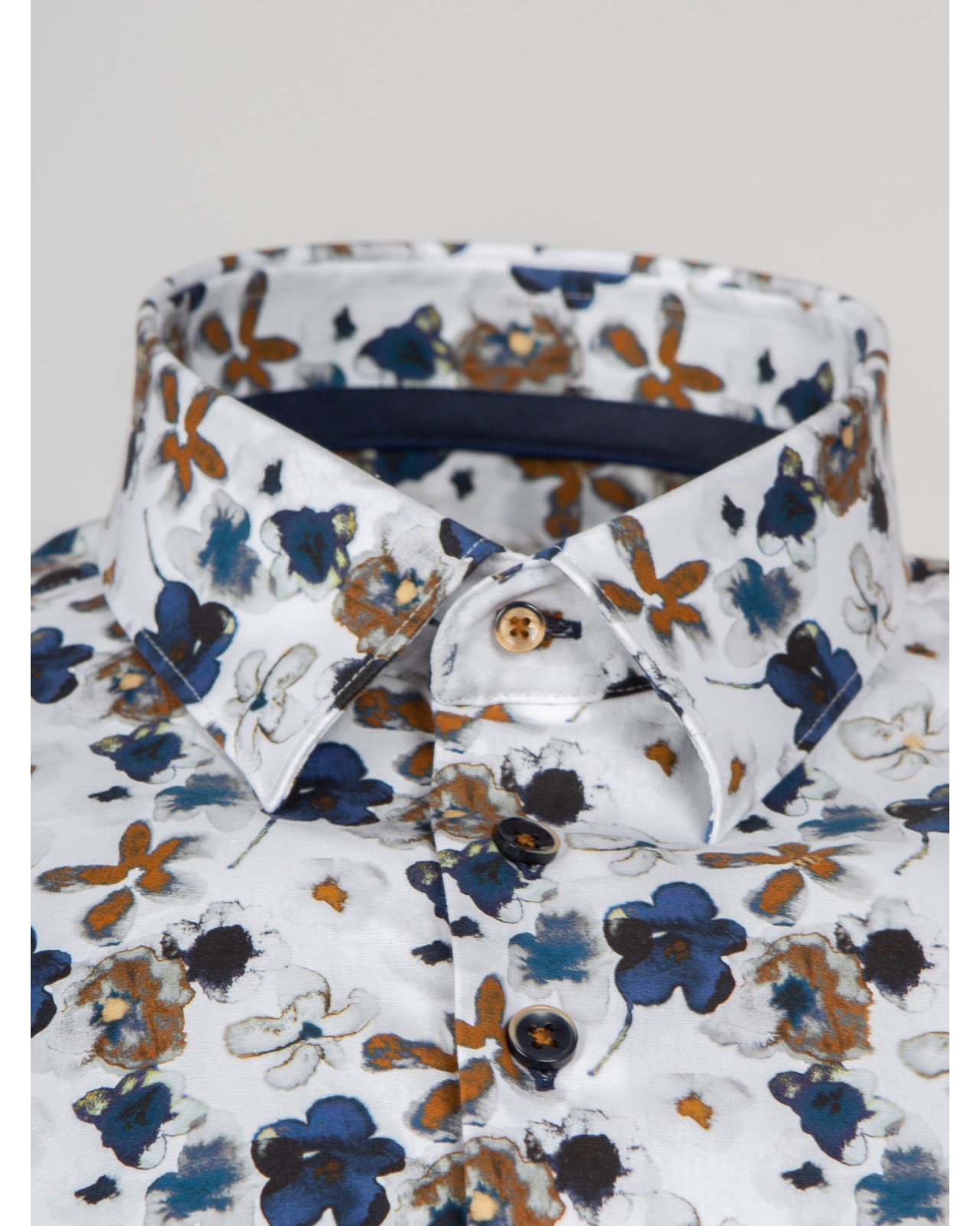 Chemise cintrée J.Ordell manches extra-longues 72 cm fleurie bleu