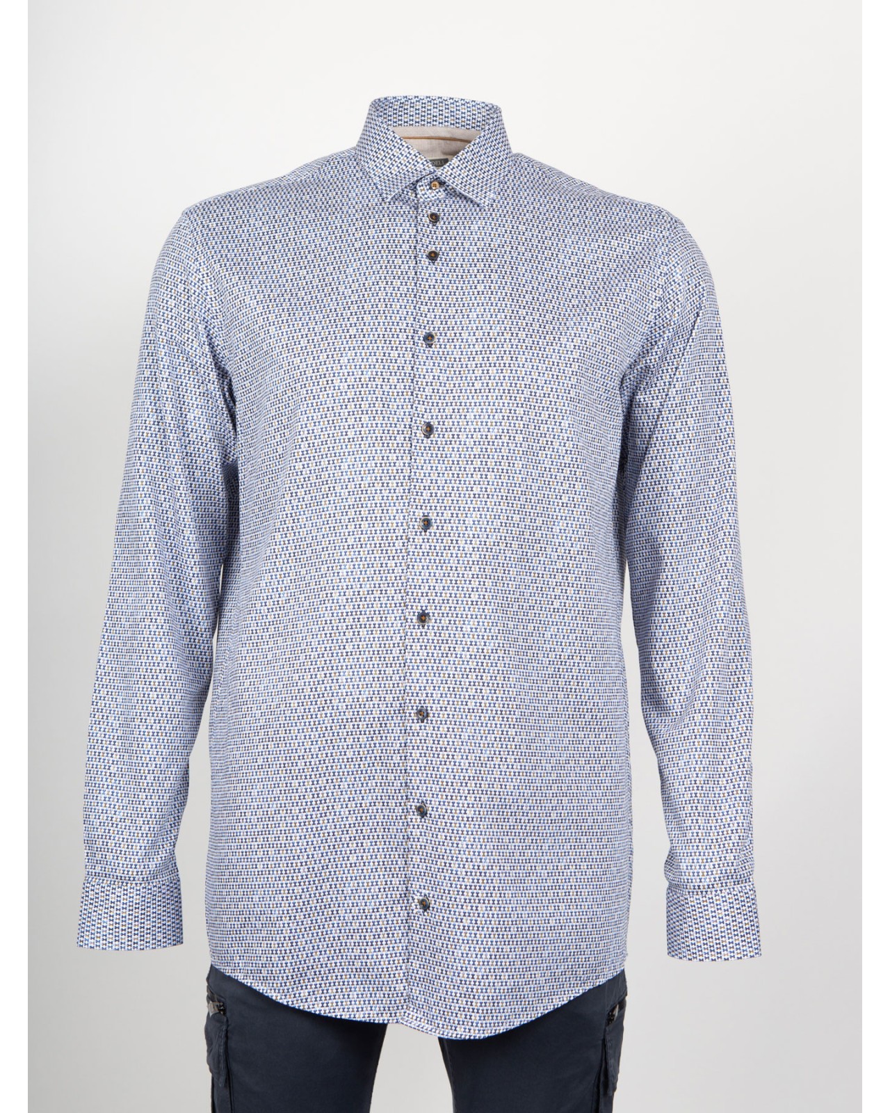 Chemise cintrée J.Ordell manches extra-longues 72 cm imprimé bleu