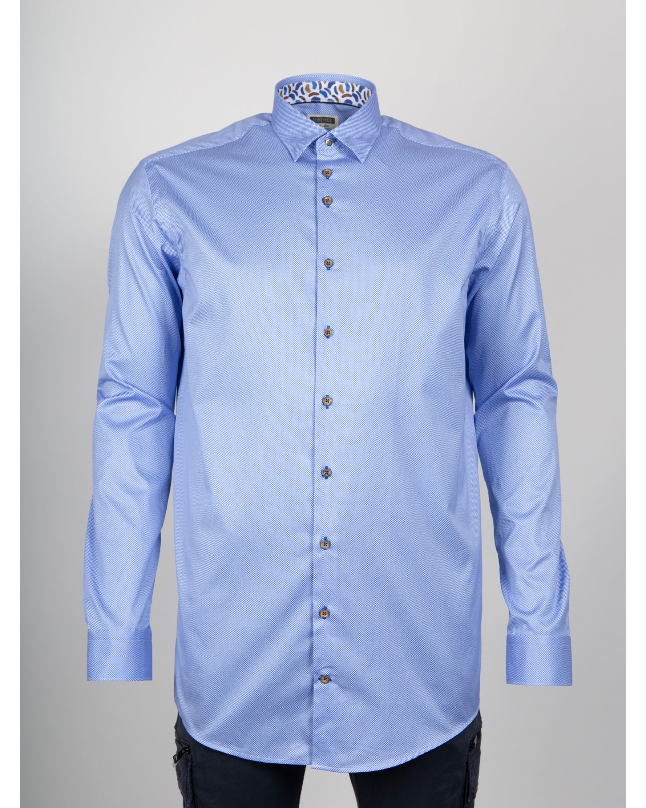Chemise cintrée J.Ordell manches extra-longues 72 cm dobby bleu