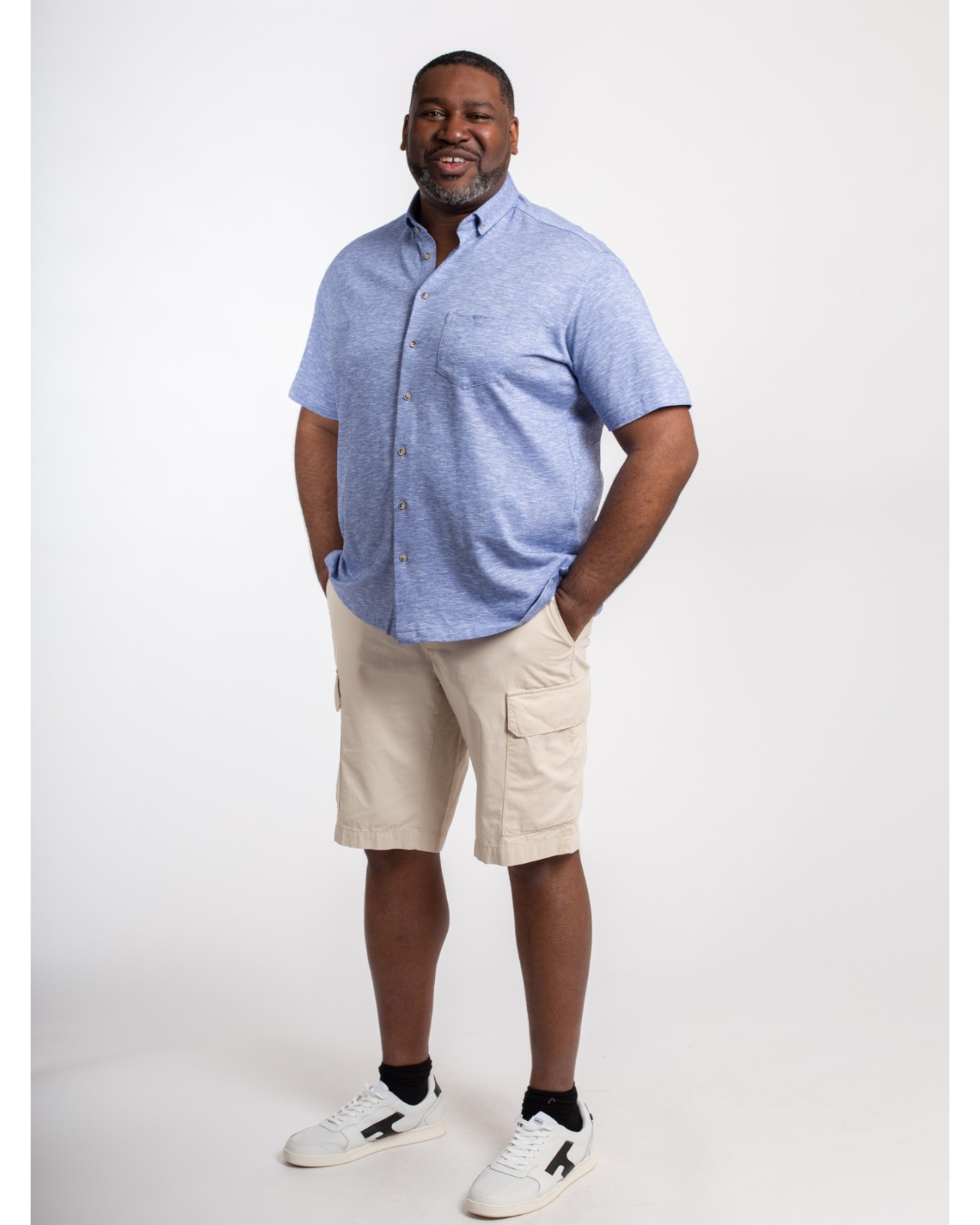 Chemisette maille chiné Hastorg grande taille bleu