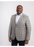 Veste en laine et lin Digel motif prince de Galles grande taille beige