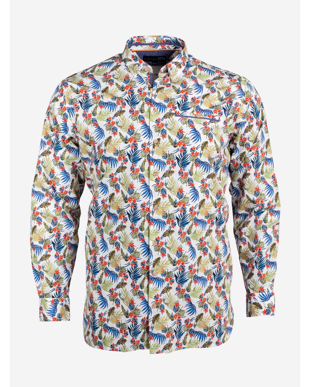 Chemise 1214 grande taille motif tropical vert kaki
