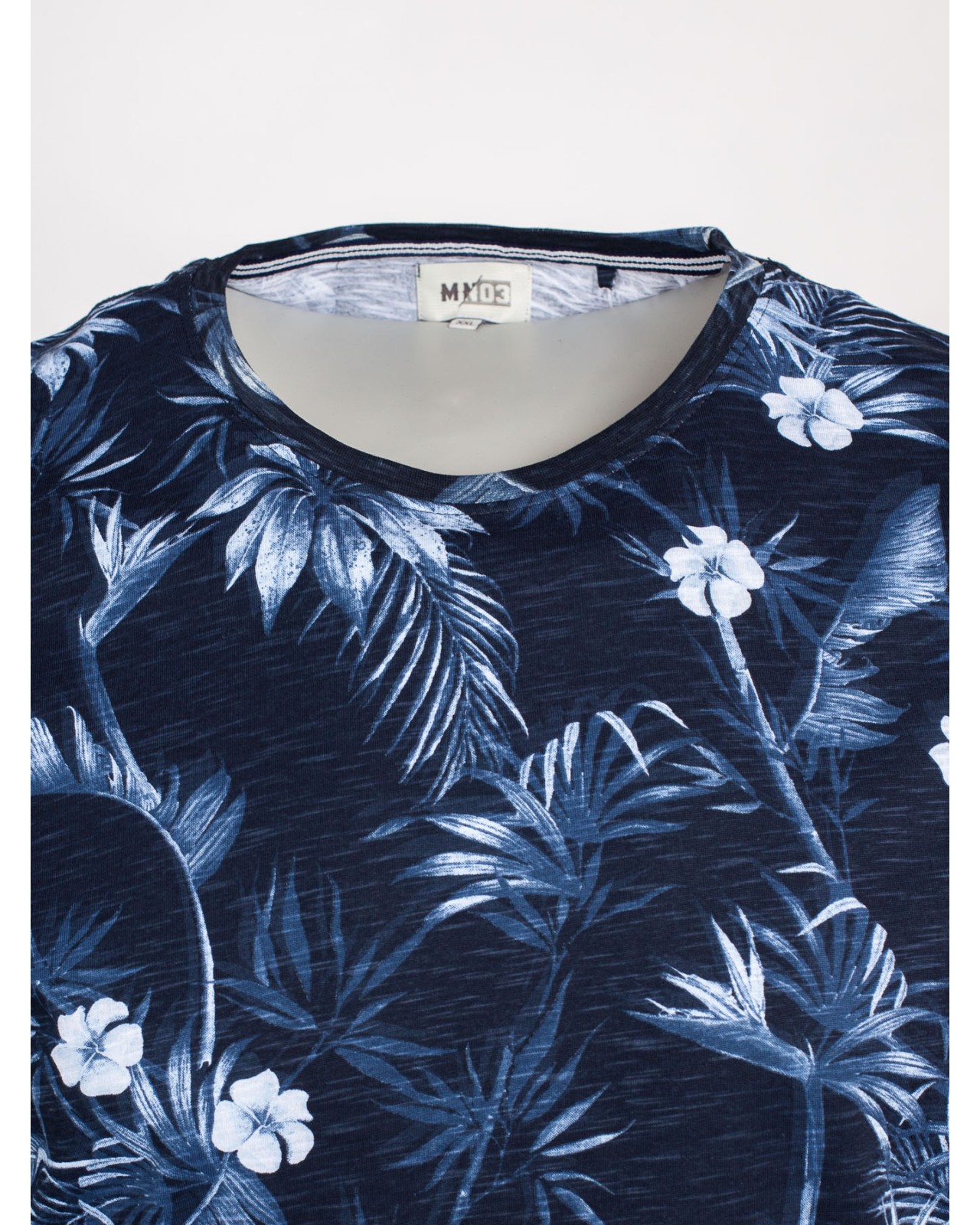 Tee Shirt flammé MN03 tropical bleu marine pour Homme Grand