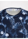 Tee Shirt flammé MN03 tropical bleu marine pour Homme Grand
