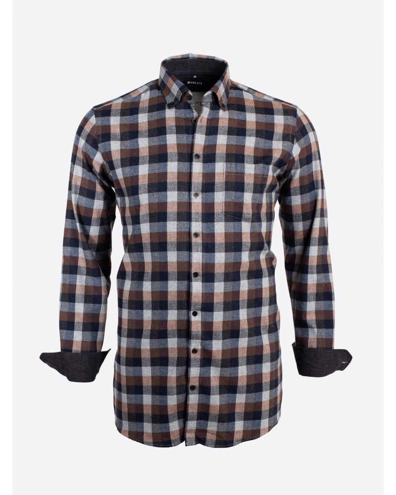 Chemise Homme PARKLEES Manches Longues - Coupe Ajustée, 55% Polyester 45% Coton - Style Décontracté