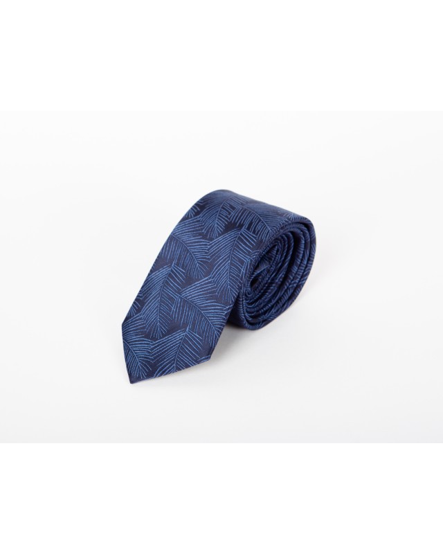 Cravate extra-longue 160 cm Maneven en soie feuille bleu marine