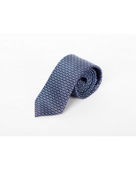 Cravate extra-longue 160 cm Maneven en soie treillage bleu