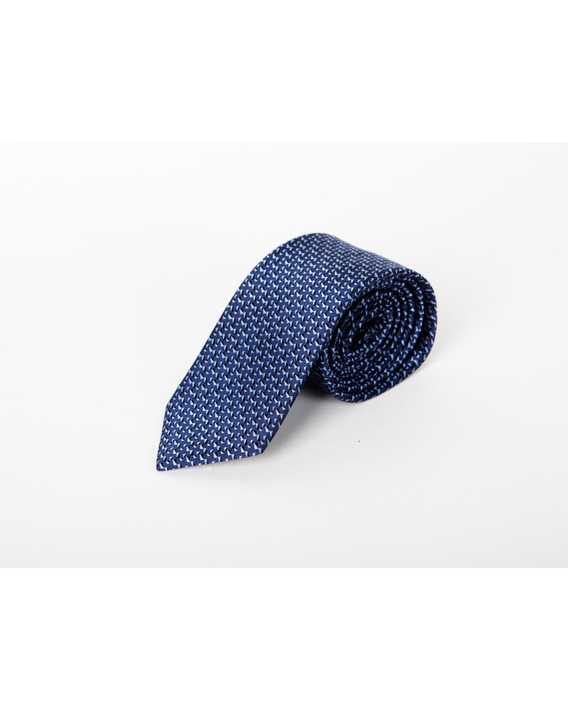 Cravate extra-longue 160 cm Maneven en soie micro motif bleu marine