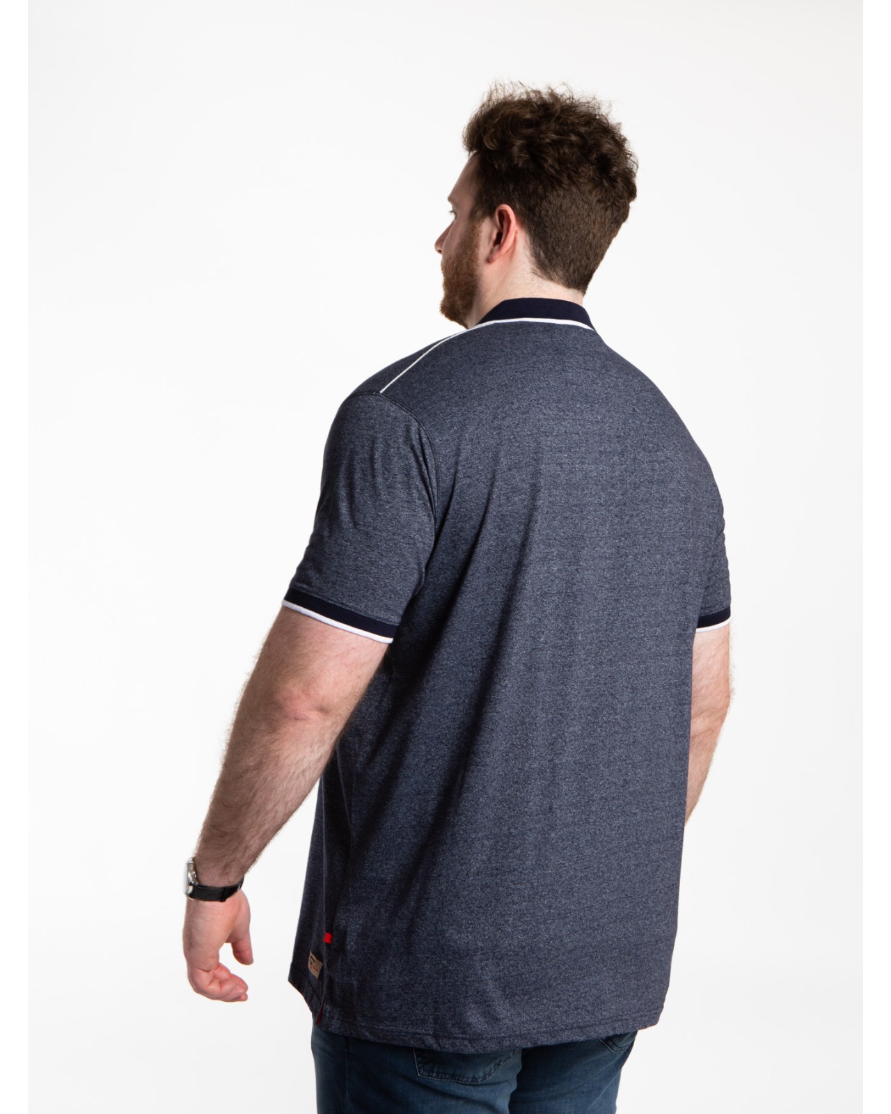 Polo chiné Duke grande taille bleu marine