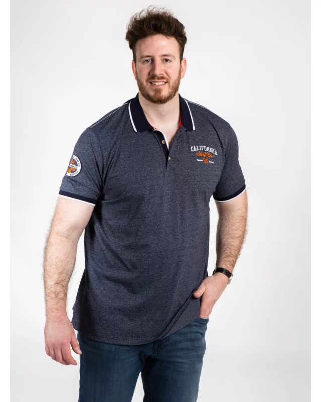 Polo chiné Duke grande taille bleu marine