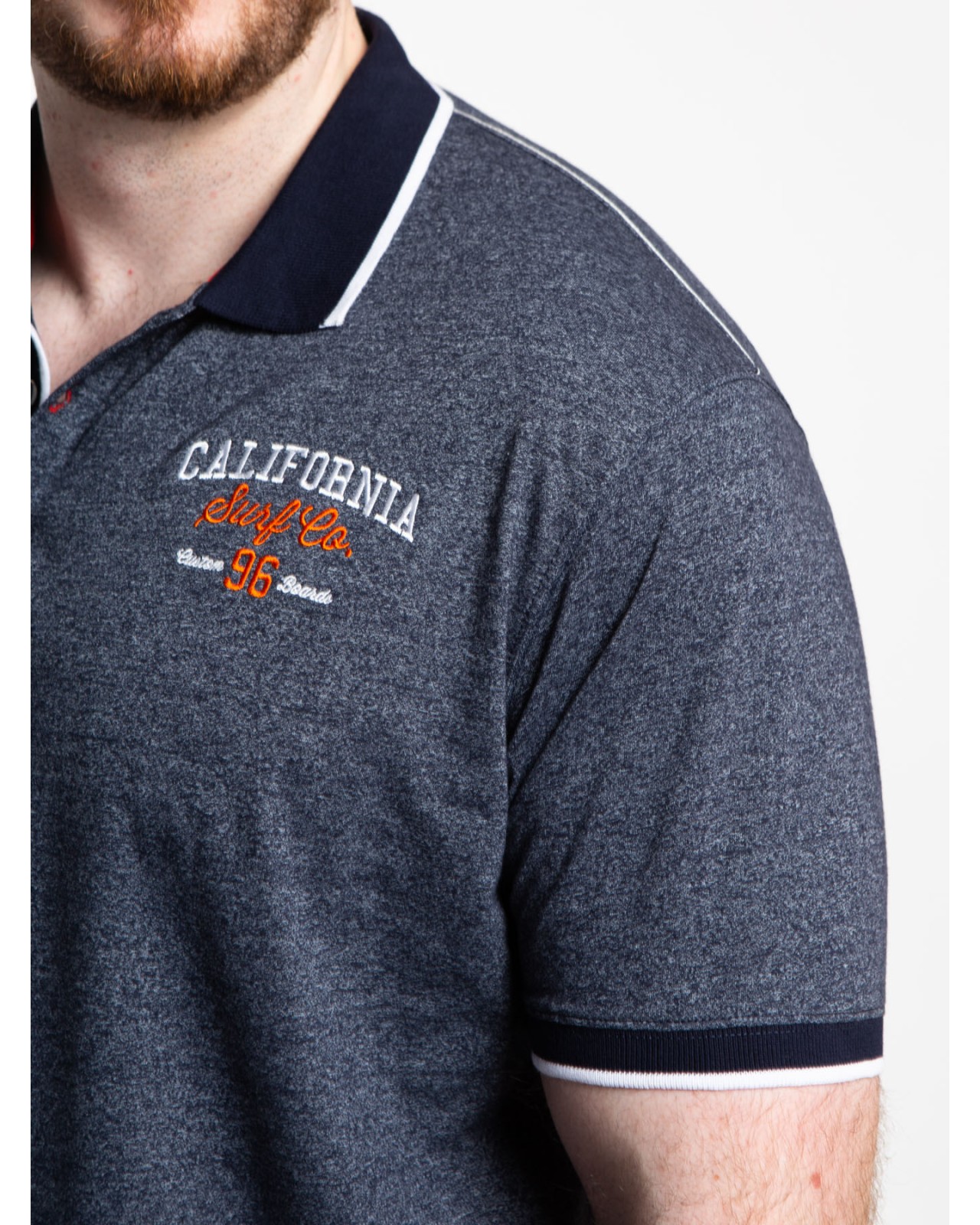 Polo chiné Duke grande taille bleu marine