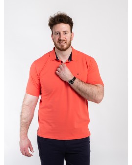 Polo piqué stretch Casa Moda grande taille corail