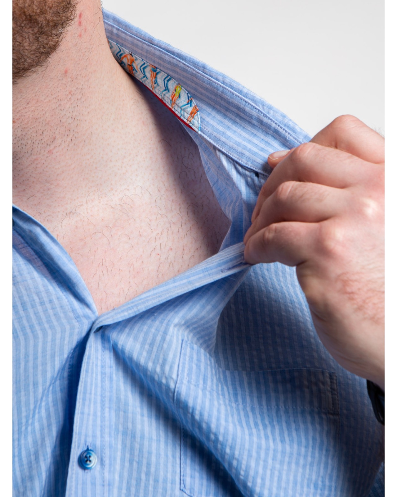 Chemisette gaufrée Hastorg grande taille rayé bleu