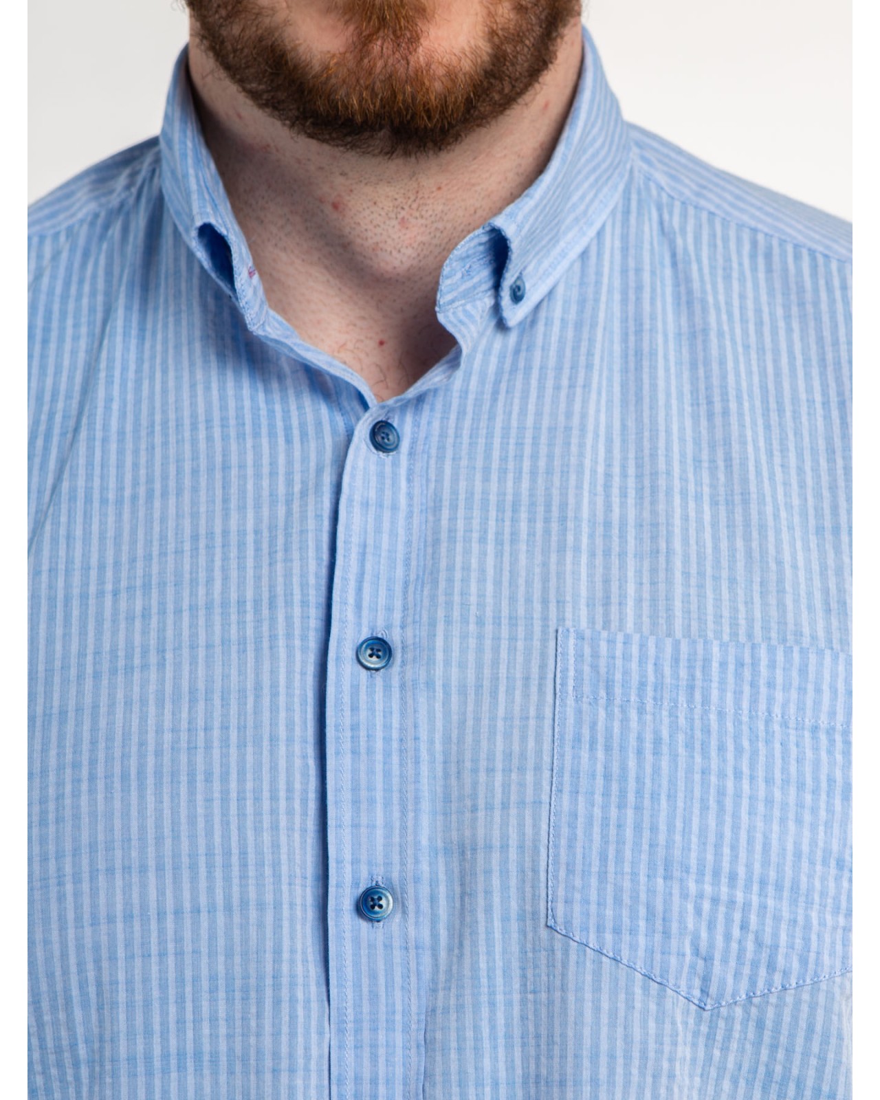 Chemisette gaufrée Hastorg grande taille rayé bleu