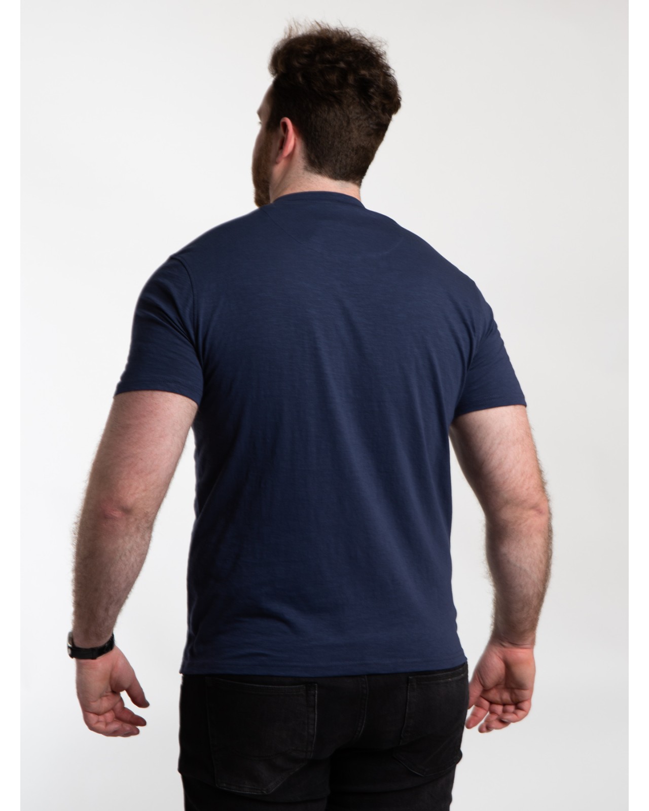 Tee shirt flammé col en V San Roch grande taille bleu marine