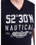 Tee shirt jersey col V San Roch grande taille bleu marine