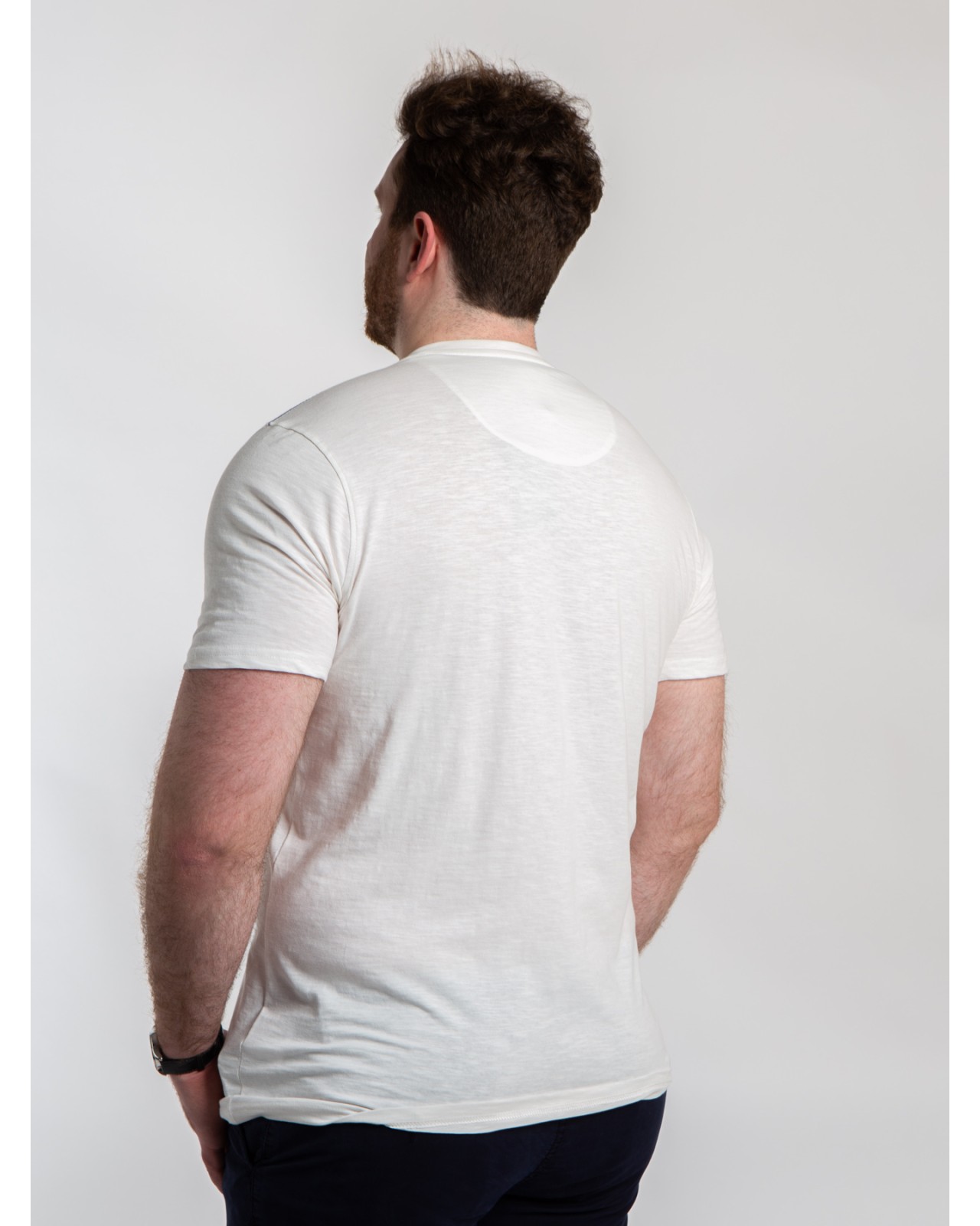 Tee shirt flammé col V San Roch grande taille blanc