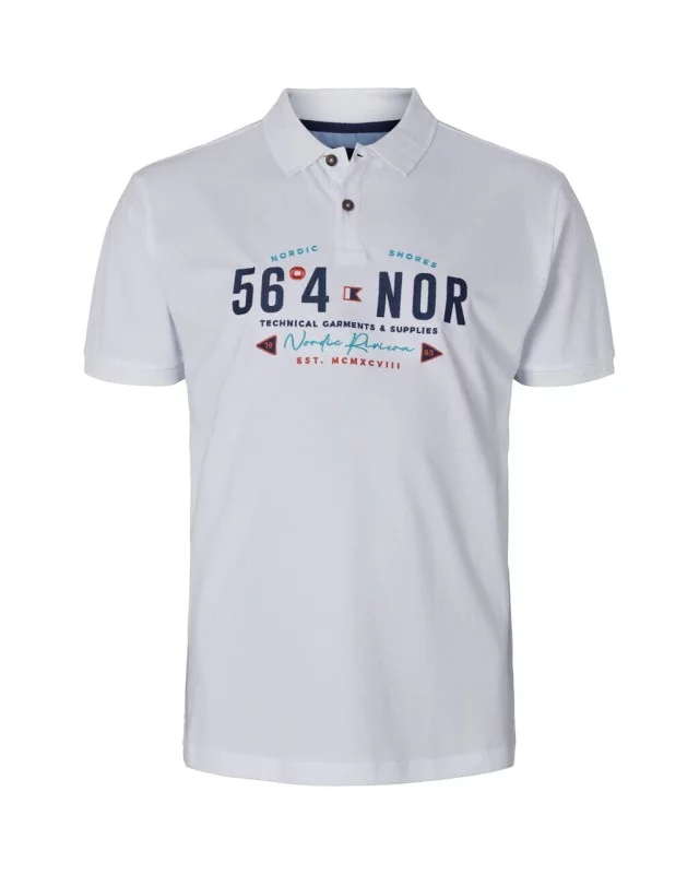 Polo piqué brodé North 564 grande taille blanc