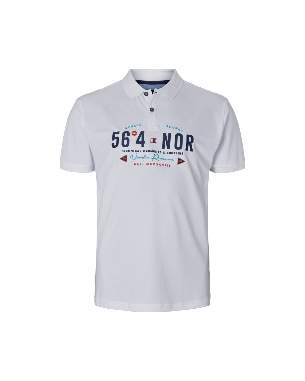 Polo piqué brodé North 564 grande taille blanc