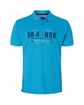 Polo piqué brodé North 564 grande taille turquoise