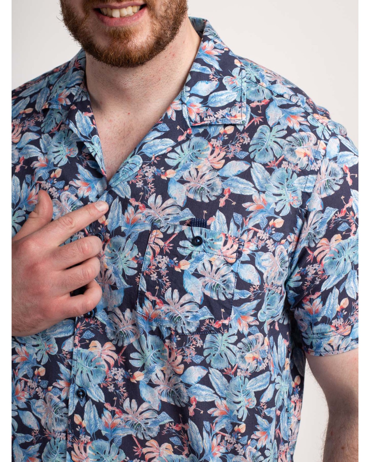 Chemisette Maneven grande taille tropical bleu marine