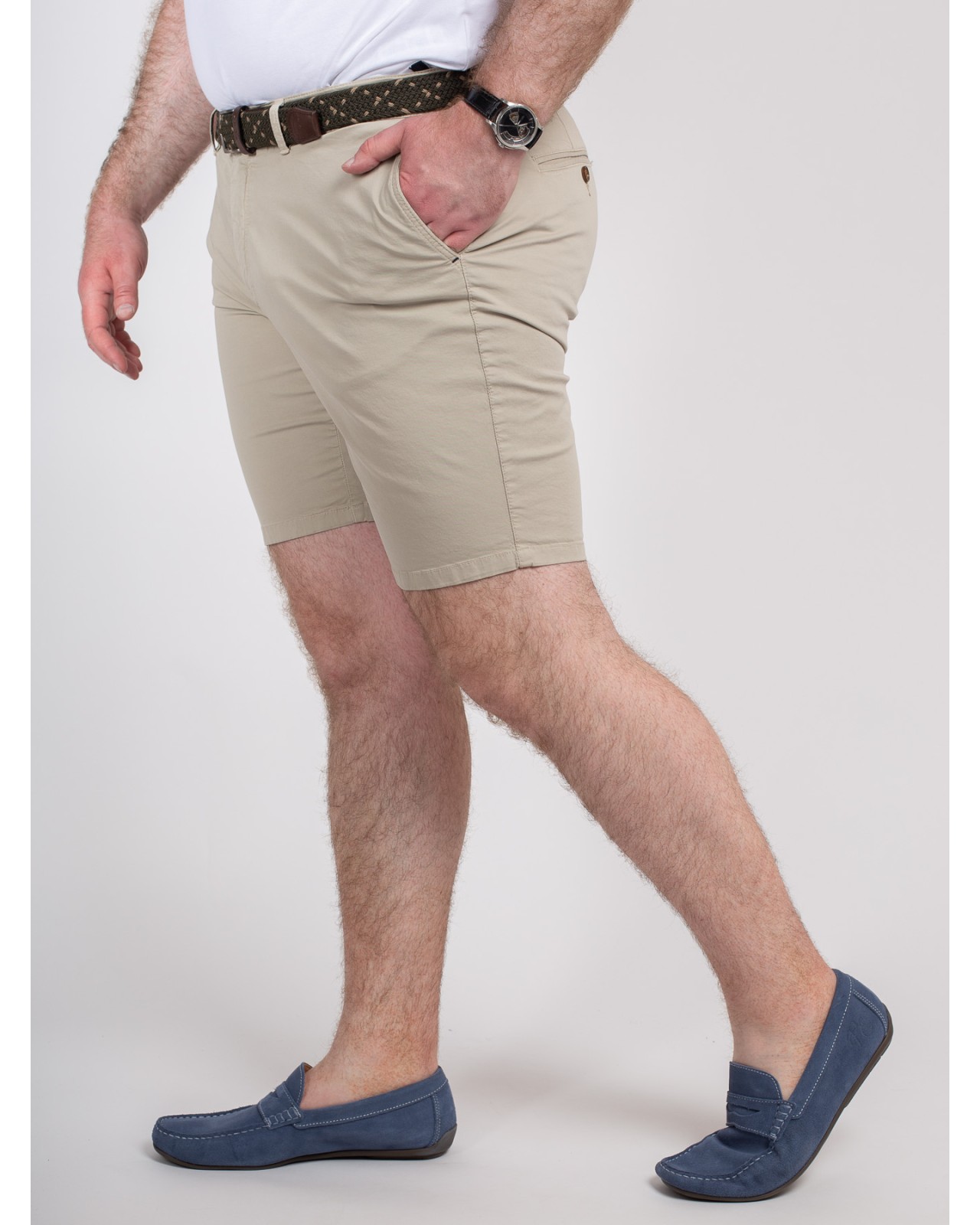 Short chino 1214 grande taille avec ceinture beige