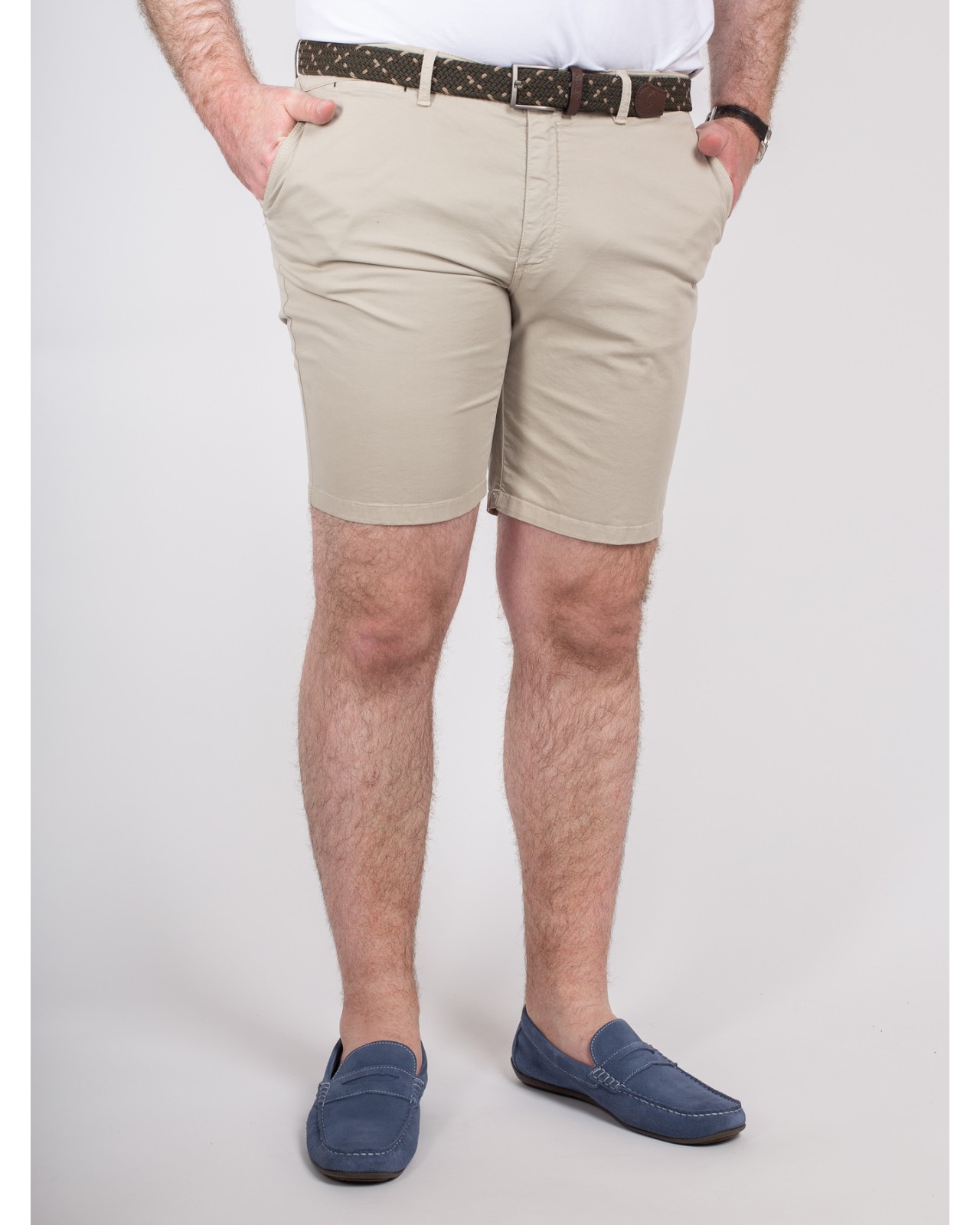Short chino 1214 grande taille avec ceinture beige