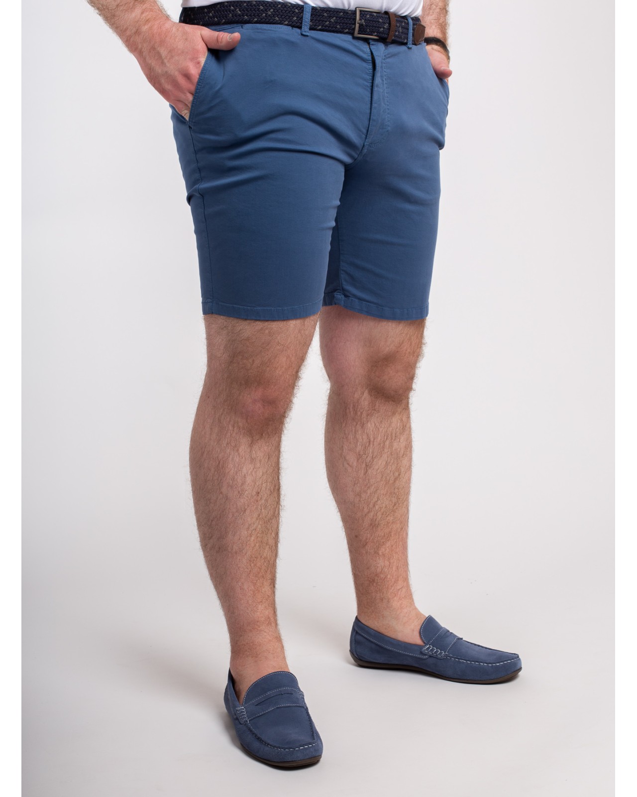 Short chino 1214 grande taille avec ceinture bleu