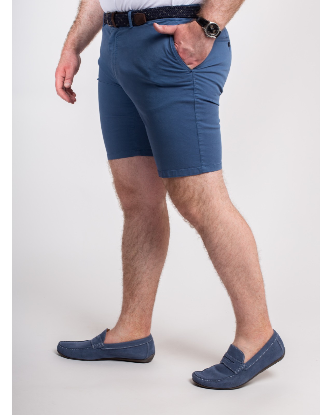 Short chino 1214 grande taille avec ceinture bleu