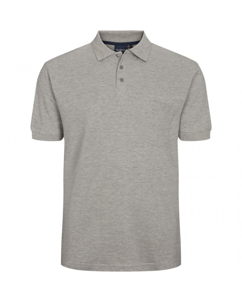 Polo piqué chiné North 564 grande taille gris